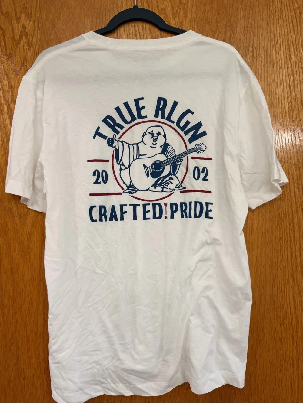 True Religion White Short Sleeve Tee with Navy Logo